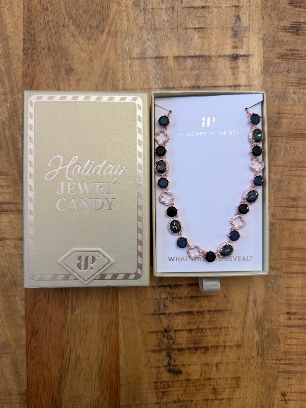 Lilllian’s Luxe Ultra Rare Unicorn Holiday Jewel Candy Necklace on Rose Gold